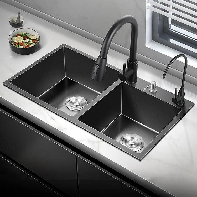 Modern Style Kitchen Sink Stainless Steel Kitchen Double Sink in Black -Bathlova