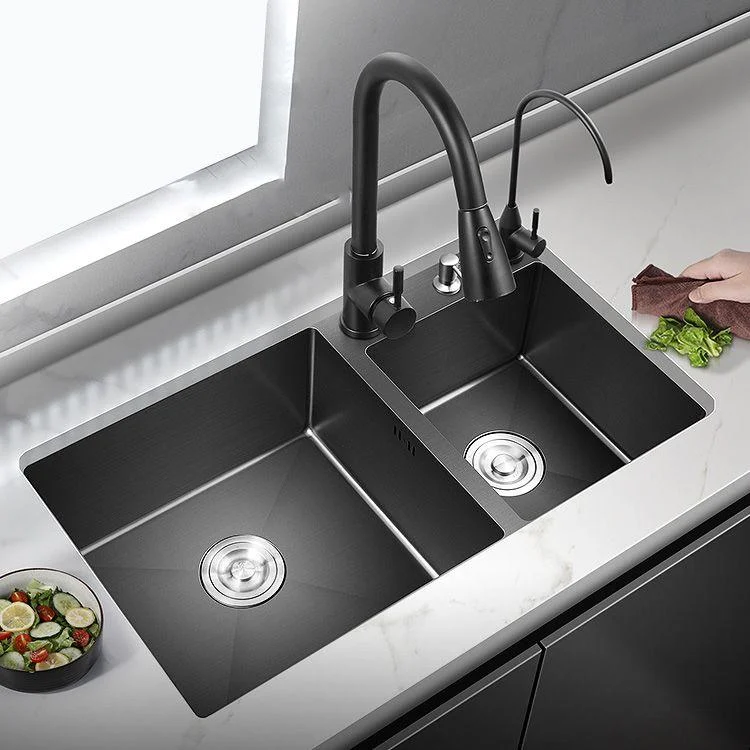 Modern Style Kitchen Sink Stainless Steel Kitchen Double Sink in Black -Bathlova