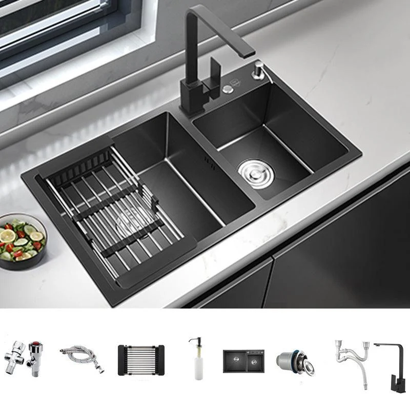 Modern Style Kitchen Sink Stainless Steel Kitchen Double Sink in Black -Bathlova