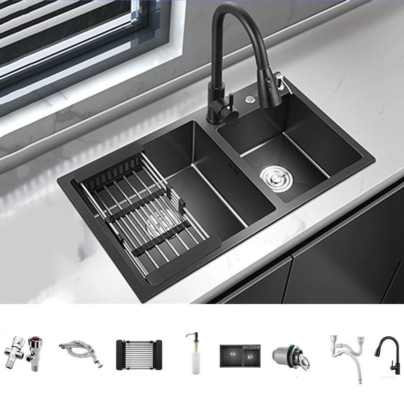 Modern Style Kitchen Sink Stainless Steel Kitchen Double Sink in Black -Bathlova