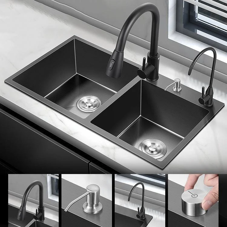 Modern Style Kitchen Sink Stainless Steel Kitchen Double Sink in Black -Bathlova