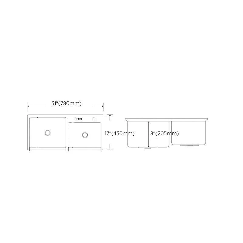 Modern Style Kitchen Sink Stainless Steel Kitchen Double Sink with Soundproofing -Bathlova