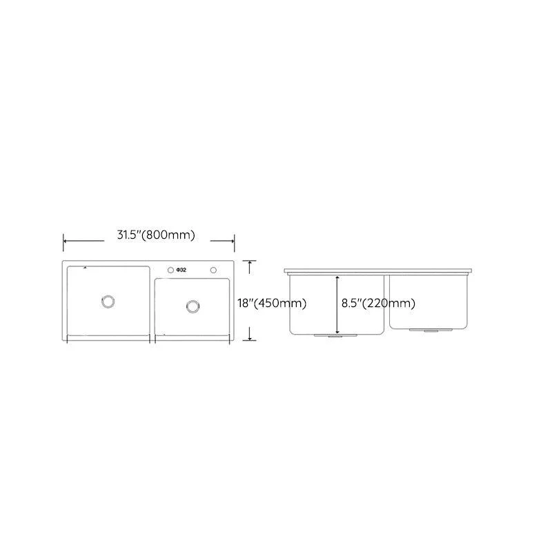 Modern Style Kitchen Sink Stainless Steel Kitchen Double Sink with Soundproofing -Bathlova