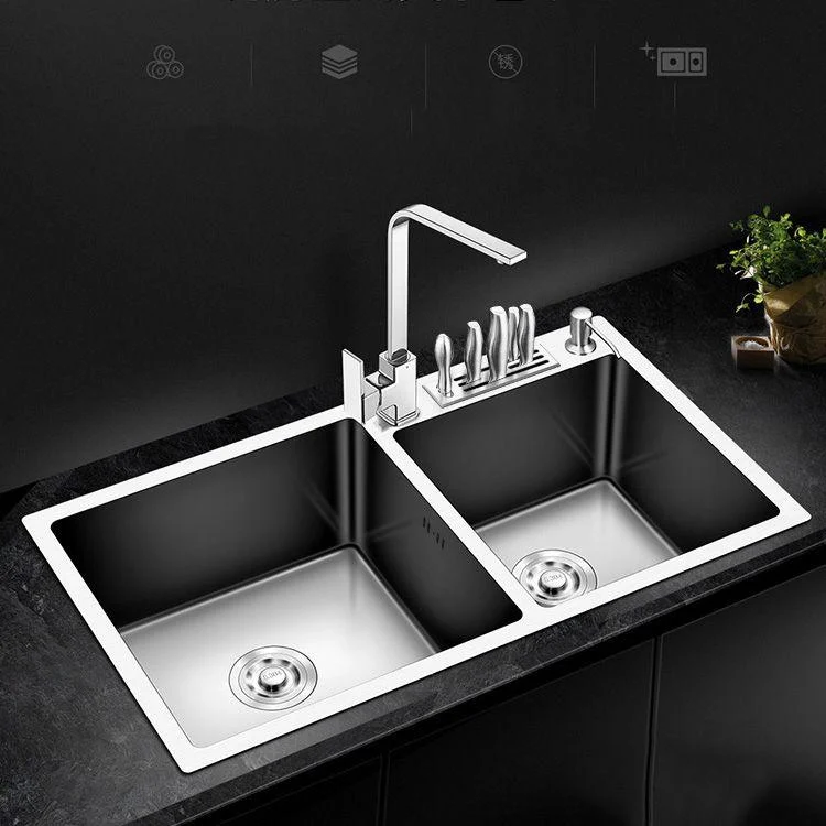 Modern Style Kitchen Sink Stainless Steel Kitchen Double Sink with Soundproofing -Bathlova