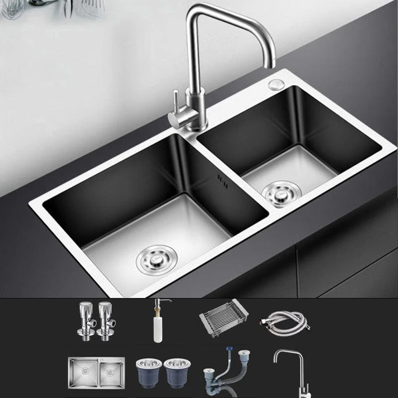 Modern Style Kitchen Sink Stainless Steel Kitchen Double Sink with Soundproofing -Bathlova