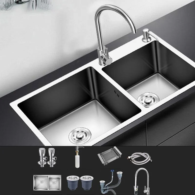 Modern Style Kitchen Sink Stainless Steel Kitchen Double Sink with Soundproofing -Bathlova