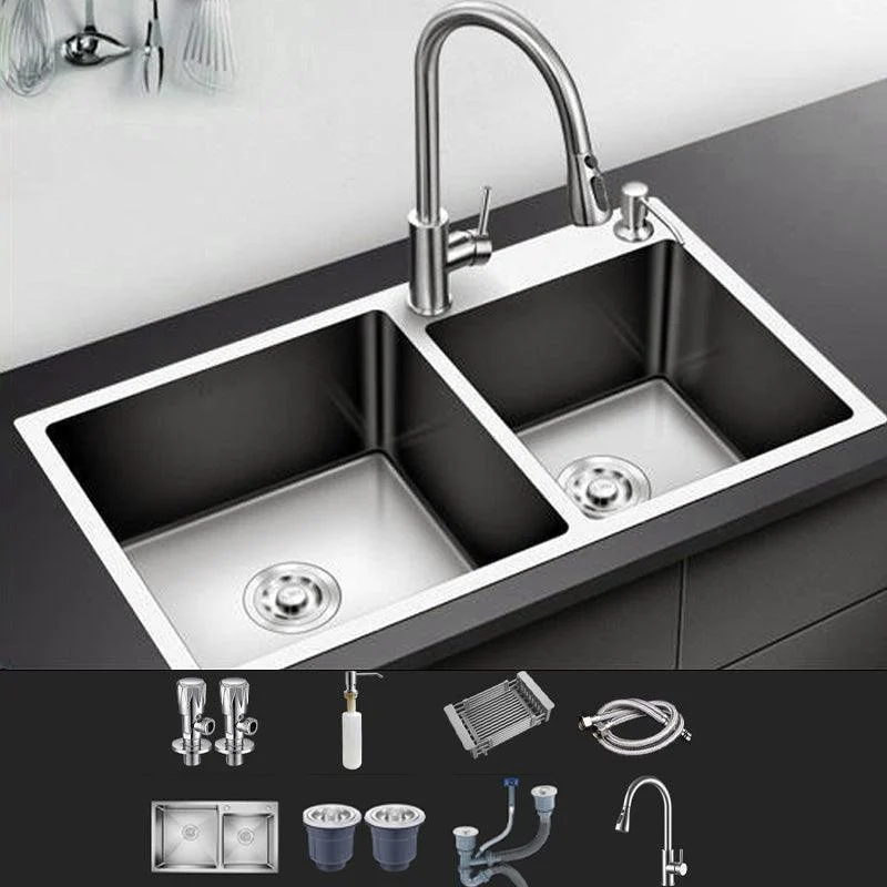 Modern Style Kitchen Sink Stainless Steel Kitchen Double Sink with Soundproofing -Bathlova