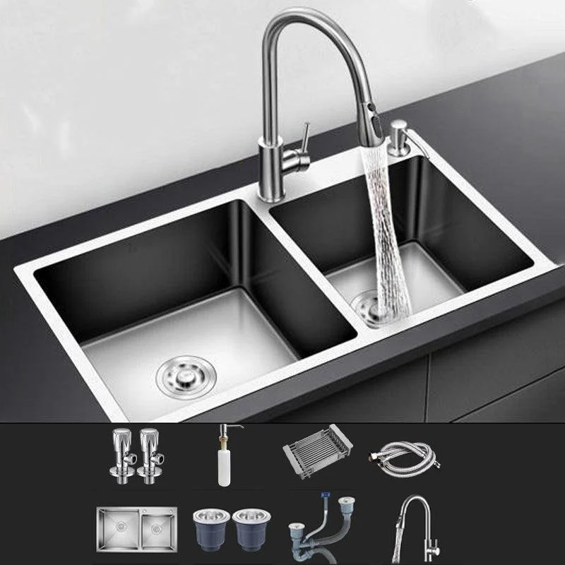 Modern Style Kitchen Sink Stainless Steel Kitchen Double Sink with Soundproofing -Bathlova