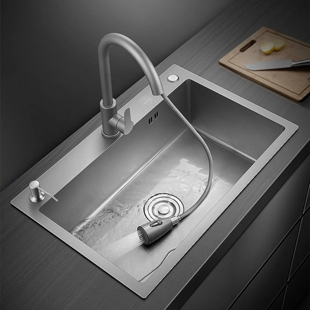 Modern Style Kitchen Sink Stainless Steel Kitchen Sink with Drain Strainer Kit -Bathlova