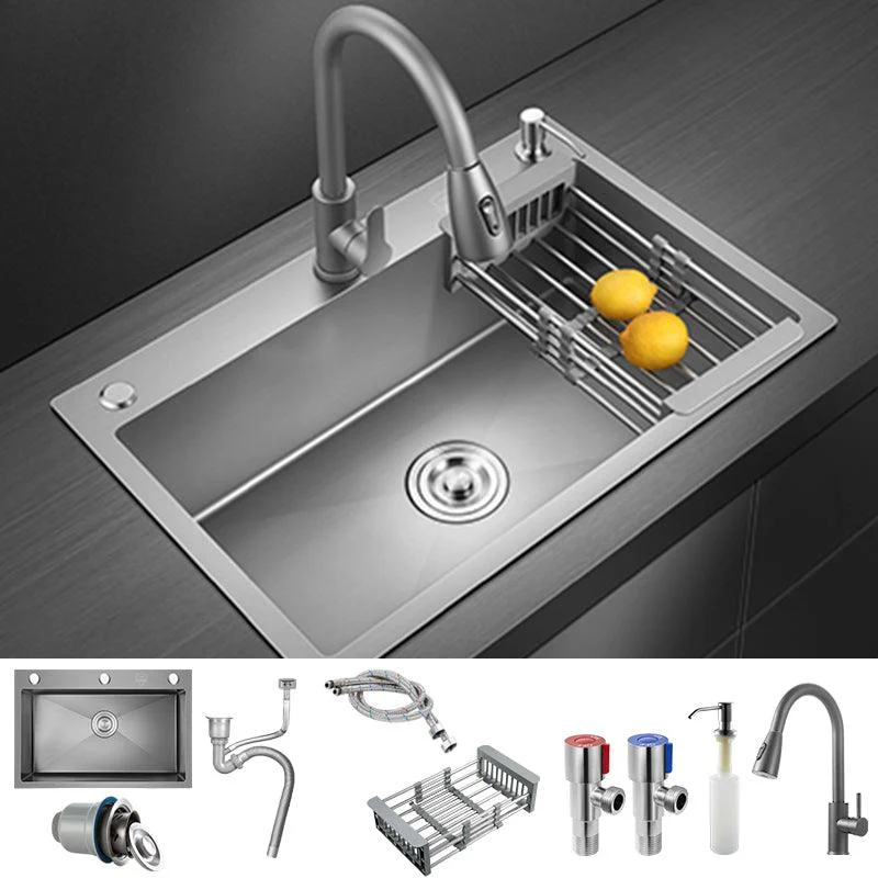 Modern Style Kitchen Sink Stainless Steel Kitchen Sink with Drain Strainer Kit -Bathlova