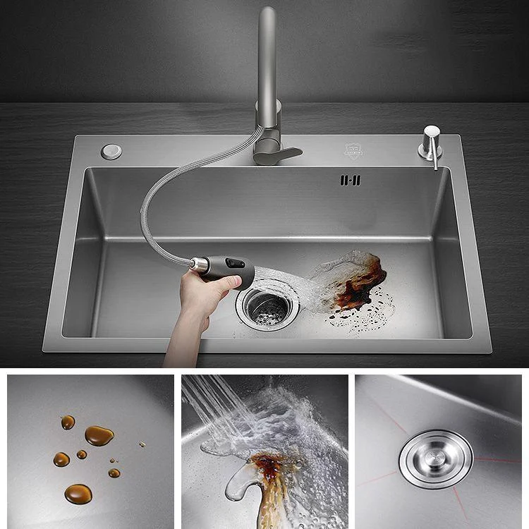 Modern Style Kitchen Sink Stainless Steel Kitchen Sink with Drain Strainer Kit -Bathlova