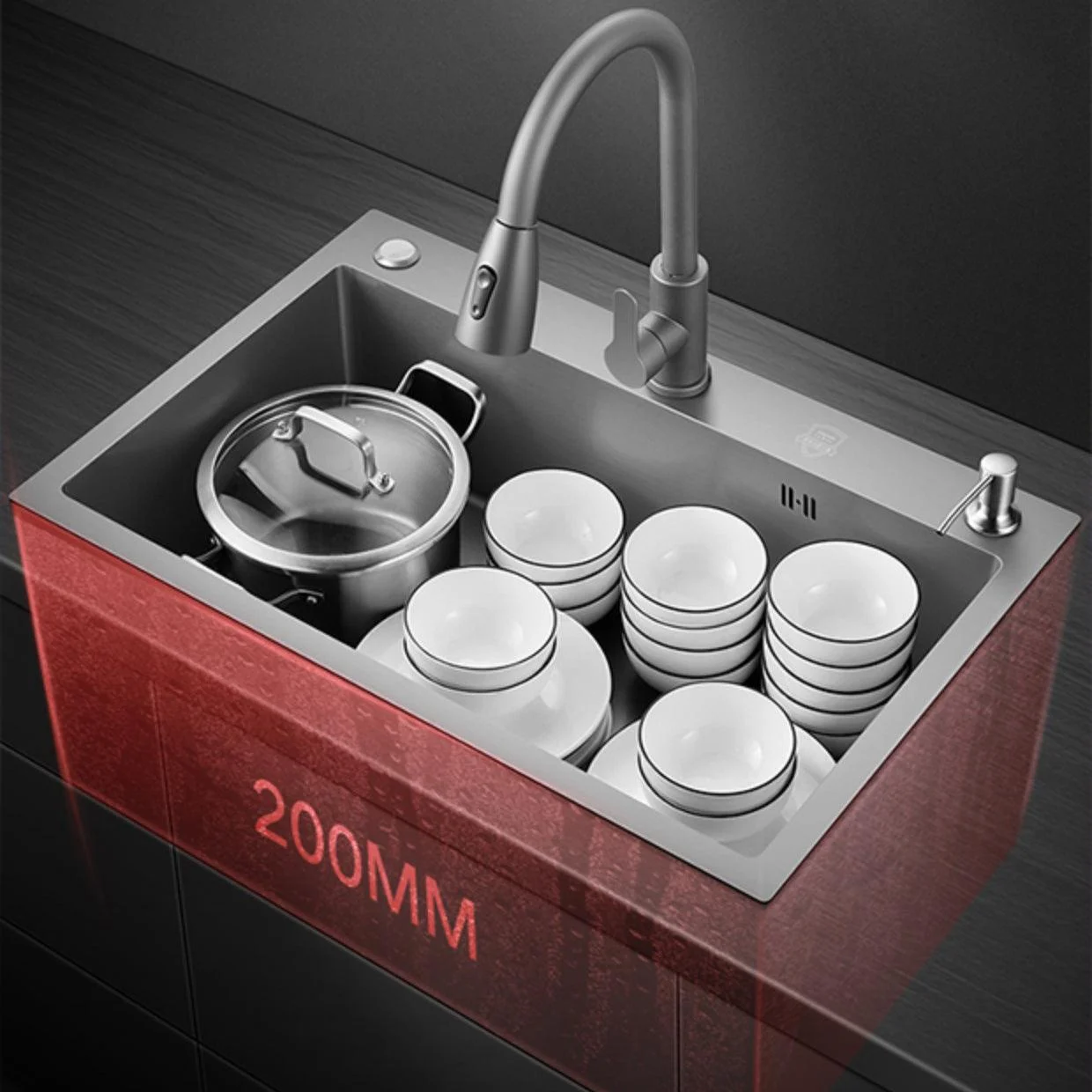 Modern Style Kitchen Sink Stainless Steel Kitchen Sink with Drain Strainer Kit -Bathlova