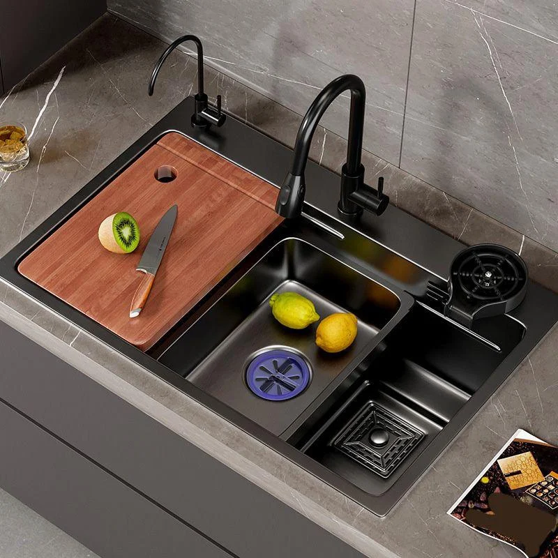 Modern Style Kitchen Sink Stainless Steel Kitchen Sink with Right Drain Placement -Bathlova