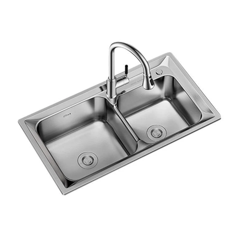 Modern Style Kitchen Sink Stainless Steel Noise-cancelling Design Drop-In Kitchen Sink -Bathlova