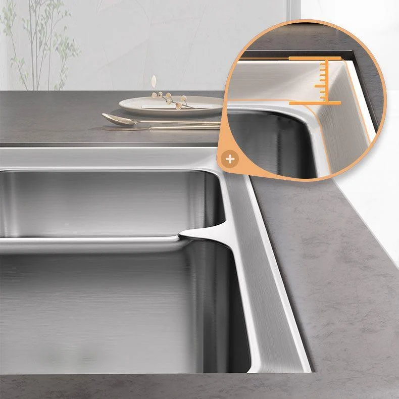 Modern Style Kitchen Sink Stainless Steel Noise-cancelling Design Drop-In Kitchen Sink -Bathlova