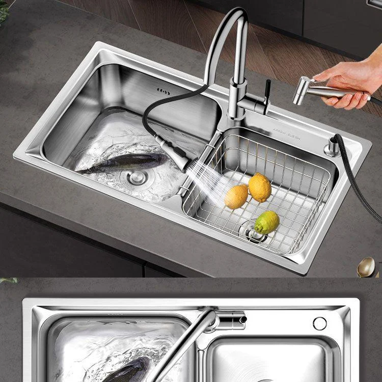 Modern Style Kitchen Sink Stainless Steel Noise-cancelling Design Drop-In Kitchen Sink -Bathlova