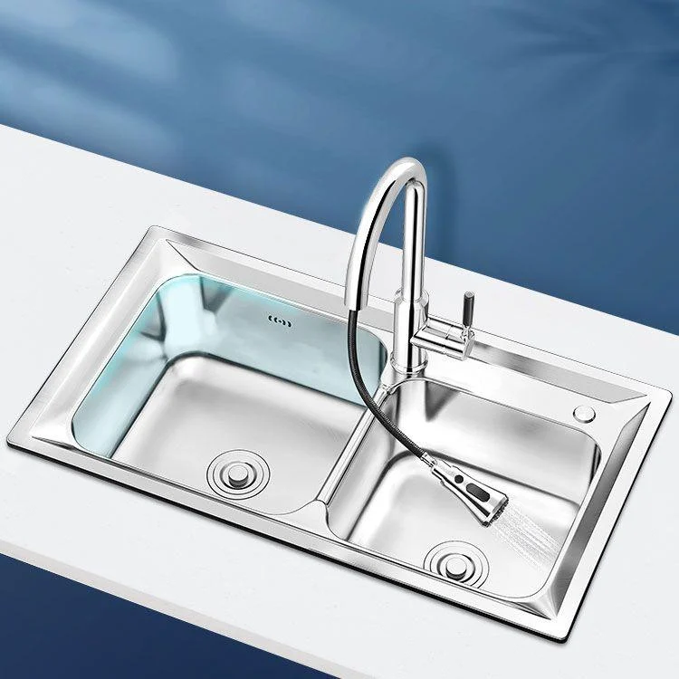 Modern Style Kitchen Sink Stainless Steel Noise-cancelling Design Drop-In Kitchen Sink -Bathlova