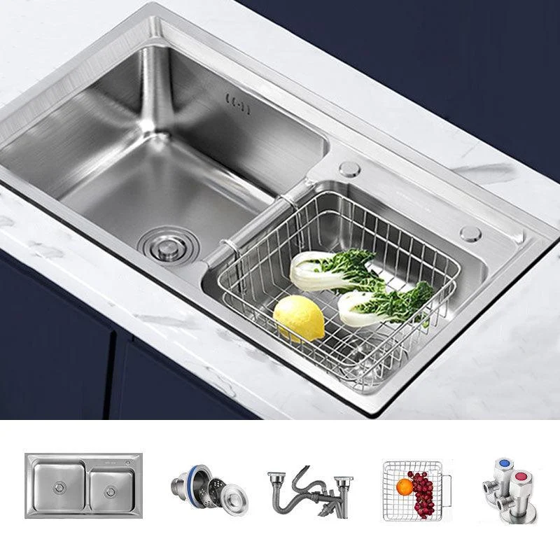 Modern Style Kitchen Sink Stainless Steel Noise-cancelling Design Drop-In Kitchen Sink -Bathlova