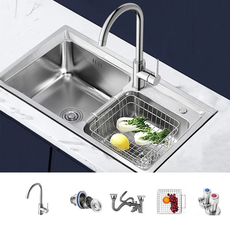 Modern Style Kitchen Sink Stainless Steel Noise-cancelling Design Drop-In Kitchen Sink -Bathlova