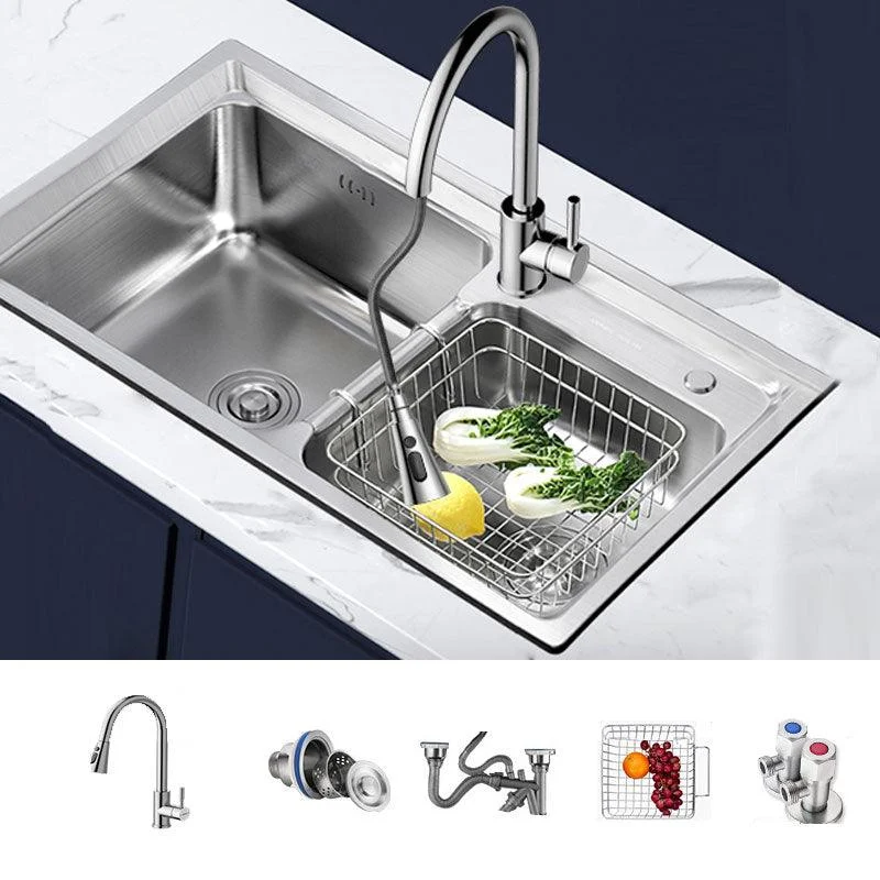 Modern Style Kitchen Sink Stainless Steel Noise-cancelling Design Drop-In Kitchen Sink -Bathlova