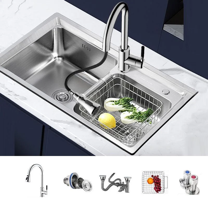 Modern Style Kitchen Sink Stainless Steel Noise-cancelling Design Drop-In Kitchen Sink -Bathlova