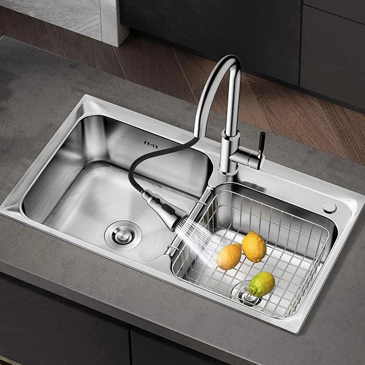 Modern Style Kitchen Sink Stainless Steel Noise-cancelling Design Drop-In Kitchen Sink -Bathlova