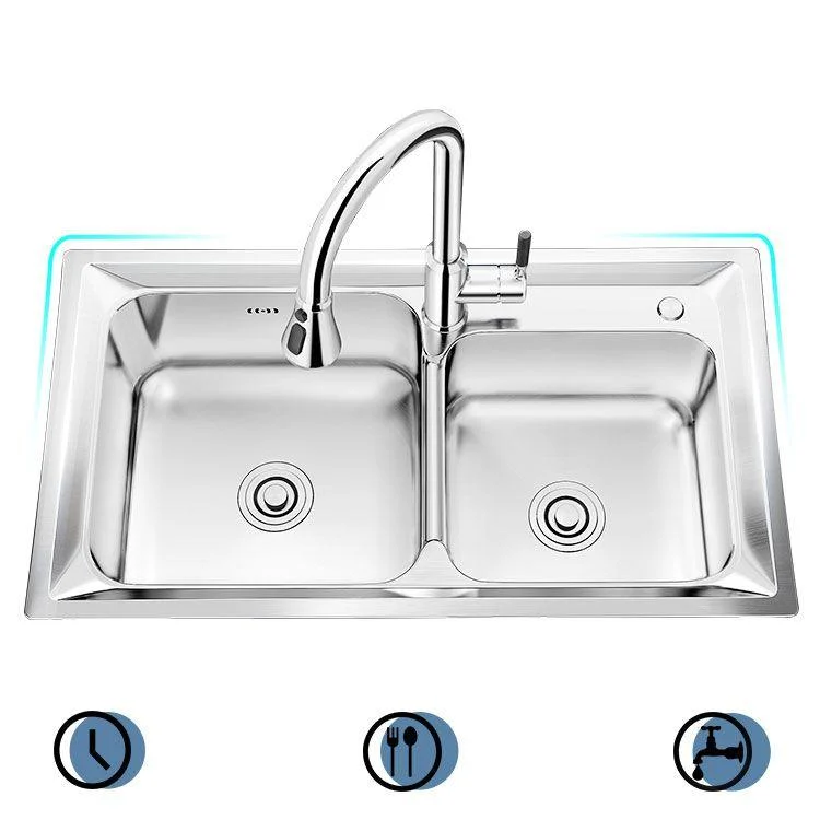 Modern Style Kitchen Sink Stainless Steel Noise-cancelling Design Drop-In Kitchen Sink -Bathlova