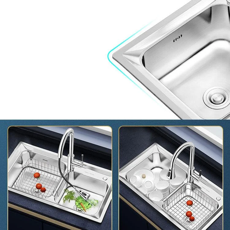 Modern Style Kitchen Sink Stainless Steel Noise-cancelling Design Drop-In Kitchen Sink -Bathlova