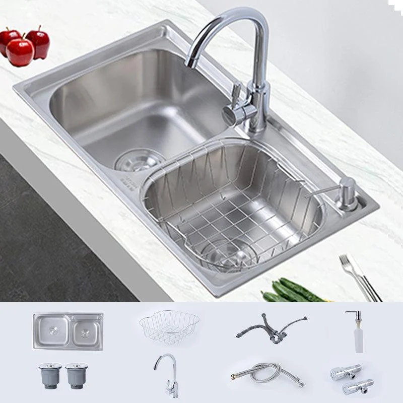 Modern Style Kitchen Sink Stainless Steel Noise-cancelling Design Kitchen Double Sink -Bathlova