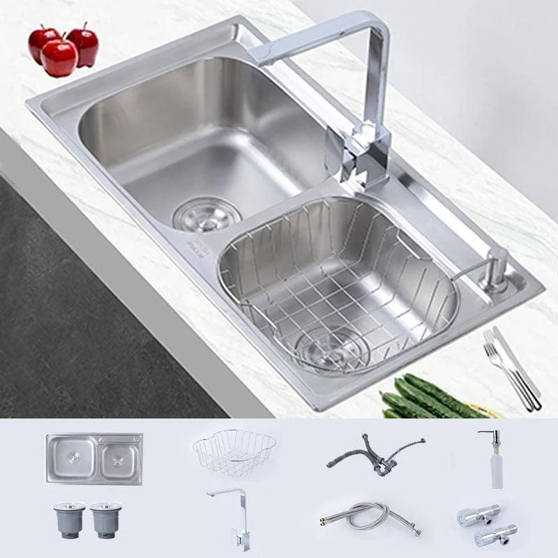 Modern Style Kitchen Sink Stainless Steel Noise-cancelling Design Kitchen Double Sink -Bathlova