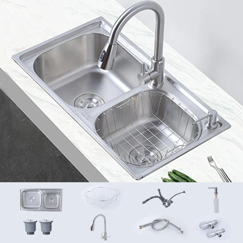 Modern Style Kitchen Sink Stainless Steel Noise-cancelling Design Kitchen Double Sink -Bathlova