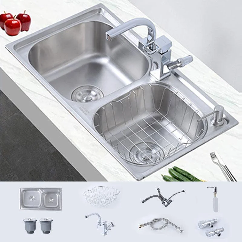 Modern Style Kitchen Sink Stainless Steel Noise-cancelling Design Kitchen Double Sink -Bathlova