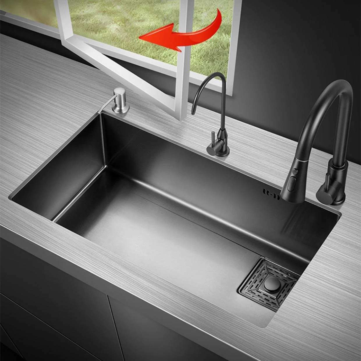 Modern Style Kitchen Sink Stainless Steel Noise-cancelling Design Kitchen Sink -Bathlova