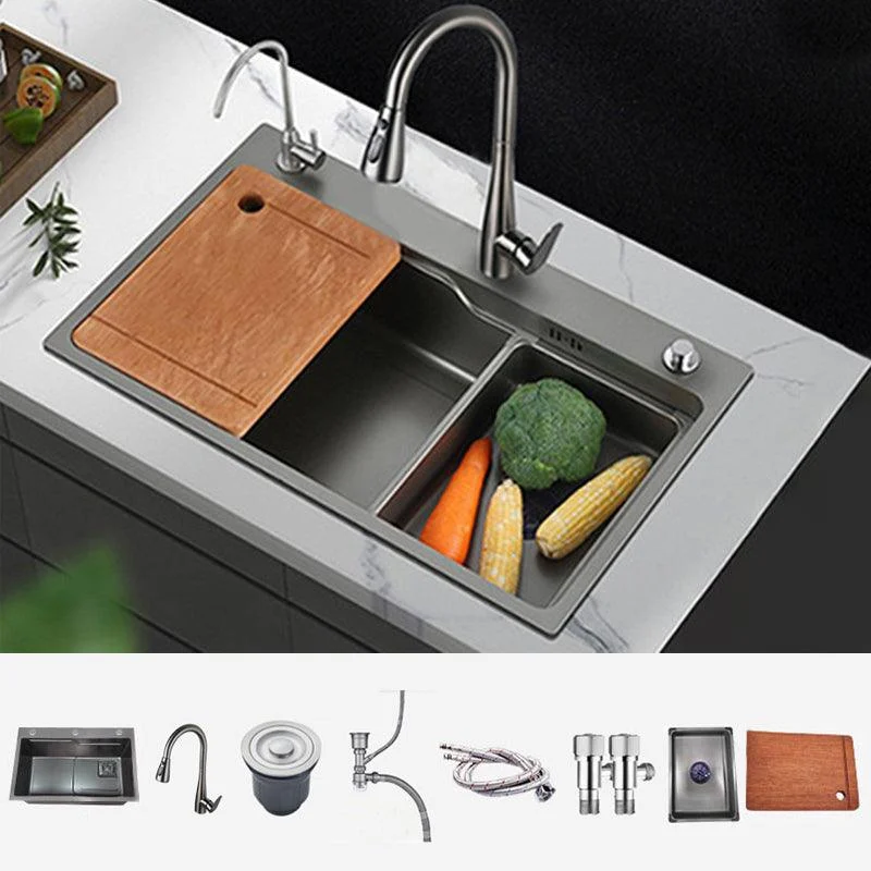 Modern Style Kitchen Sink Stainless Steel Noise-cancelling Drop-In Kitchen Sink -Bathlova