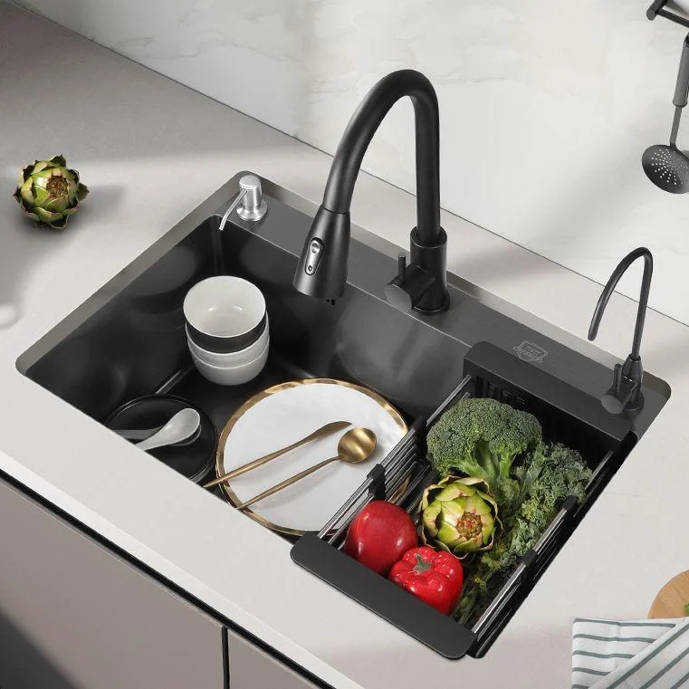 Modern Style Kitchen Sink Stainless Steel Overflow Hole Design Kitchen Sink -Bathlova