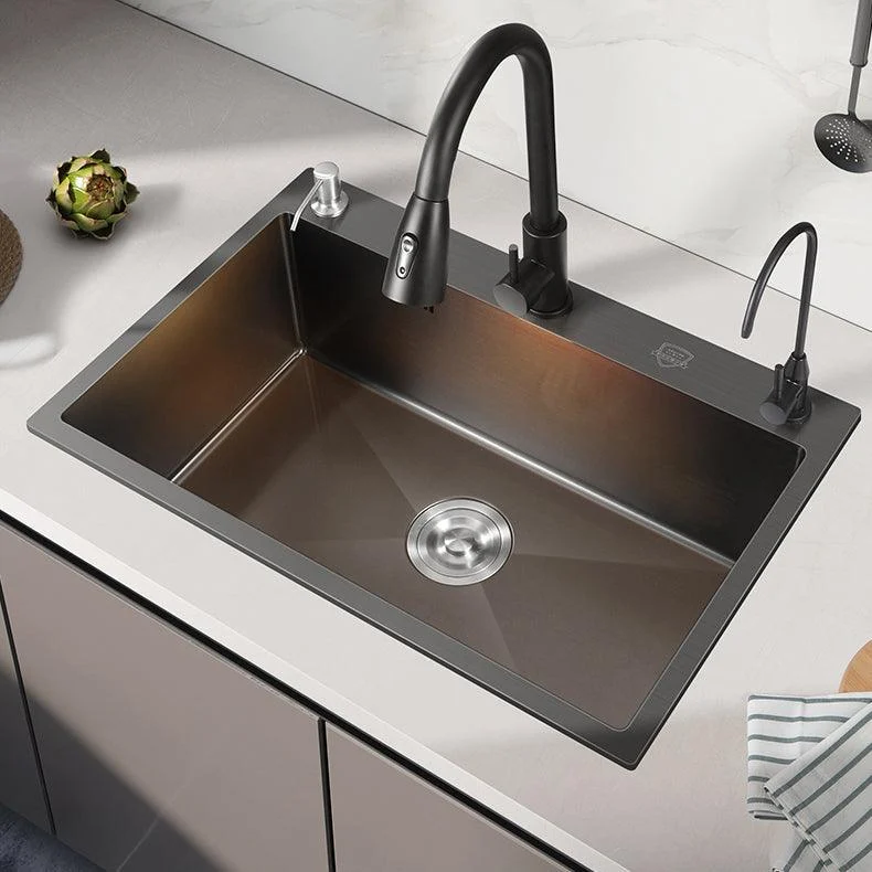 Modern Style Kitchen Sink Stainless Steel Overflow Hole Design Kitchen Sink -Bathlova