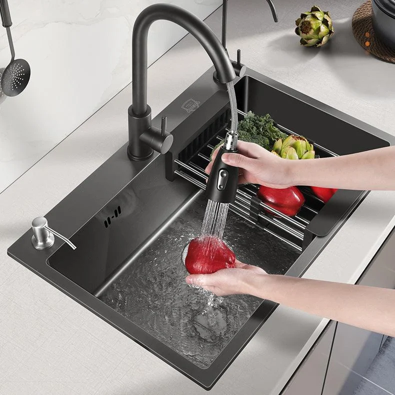 Modern Style Kitchen Sink Stainless Steel Overflow Hole Design Kitchen Sink -Bathlova