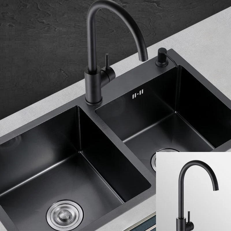 Modern Style Kitchen Sink Stainless Steel Rectangle 2 Holes Kitchen Sink -Bathlova