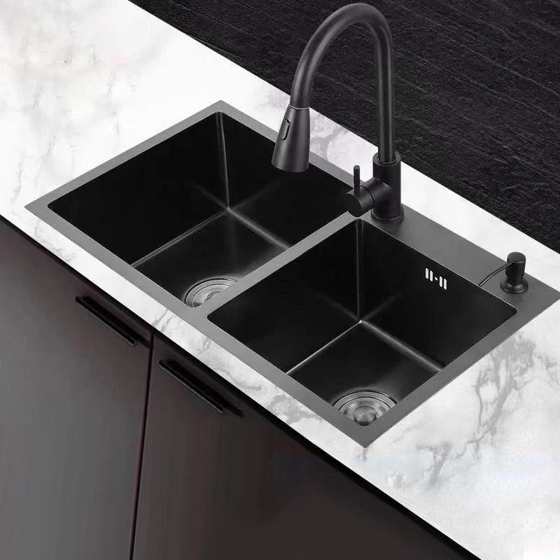 Modern Style Kitchen Sink Stainless Steel Rectangle 2 Holes Kitchen Sink -Bathlova