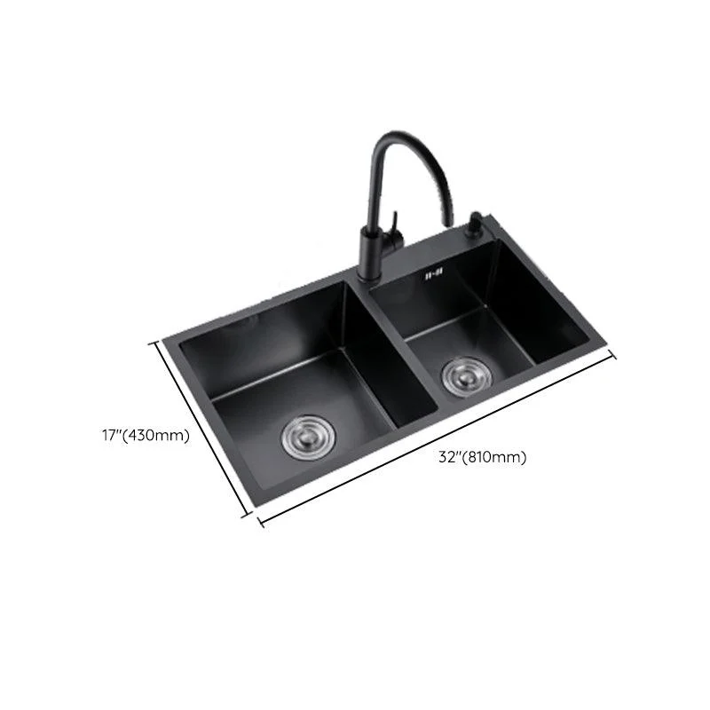 Modern Style Kitchen Sink Stainless Steel Rectangle 2 Holes Kitchen Sink -Bathlova