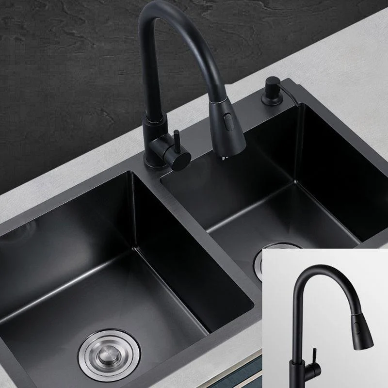 Modern Style Kitchen Sink Stainless Steel Rectangle 2 Holes Kitchen Sink -Bathlova