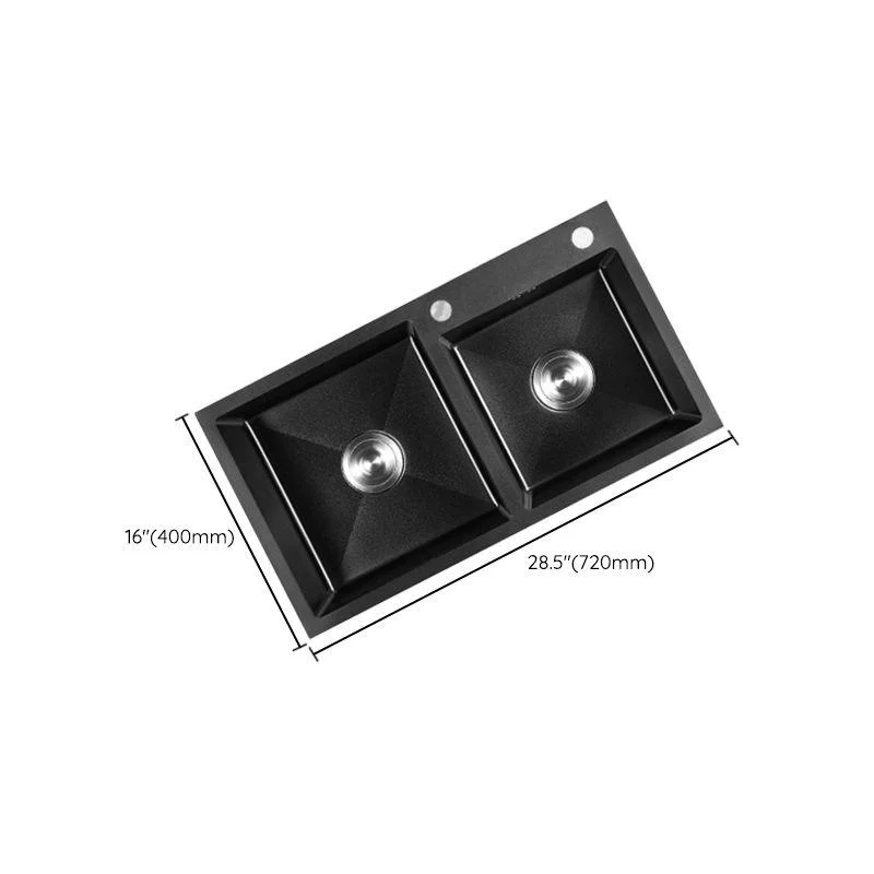 Modern Style Kitchen Sink Stainless Steel Rectangle 2 Holes Kitchen Sink -Bathlova