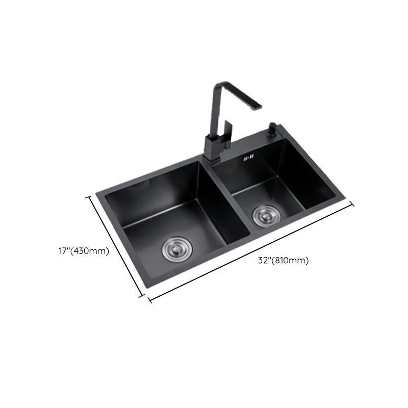 Modern Style Kitchen Sink Stainless Steel Rectangle 2 Holes Kitchen Sink -Bathlova