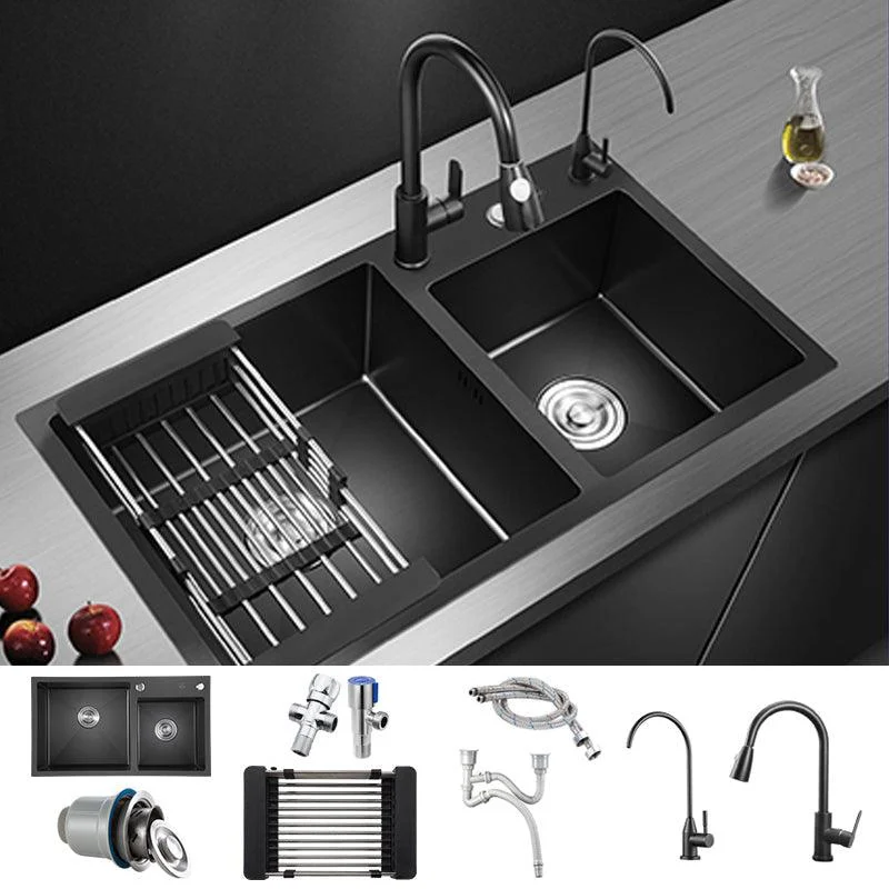 Modern Style Kitchen Sink Stainless Steel Rectangle Dirt Resistant Drop-In Kitchen Sink -Bathlova