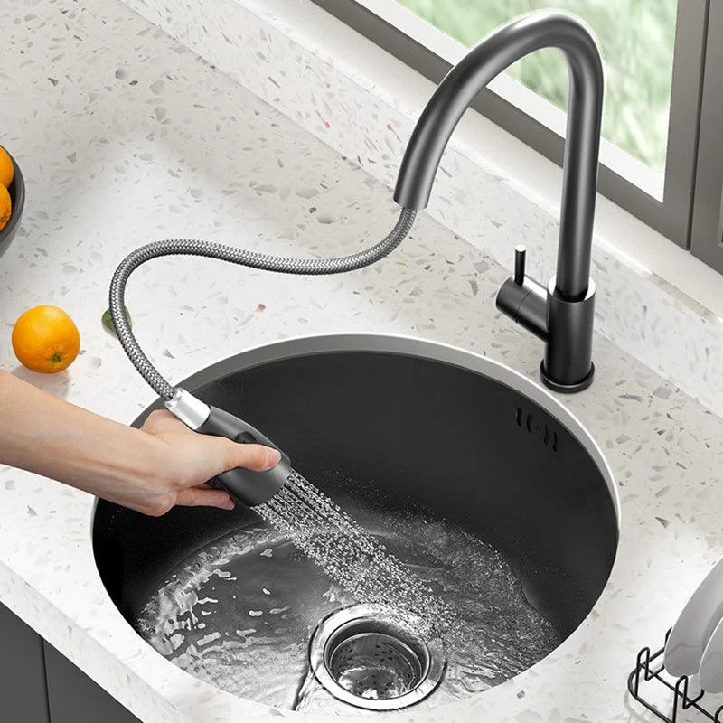 Modern Style Kitchen Sink Stainless Steel Round Kitchen Sink with Drain Strainer Kit -Bathlova