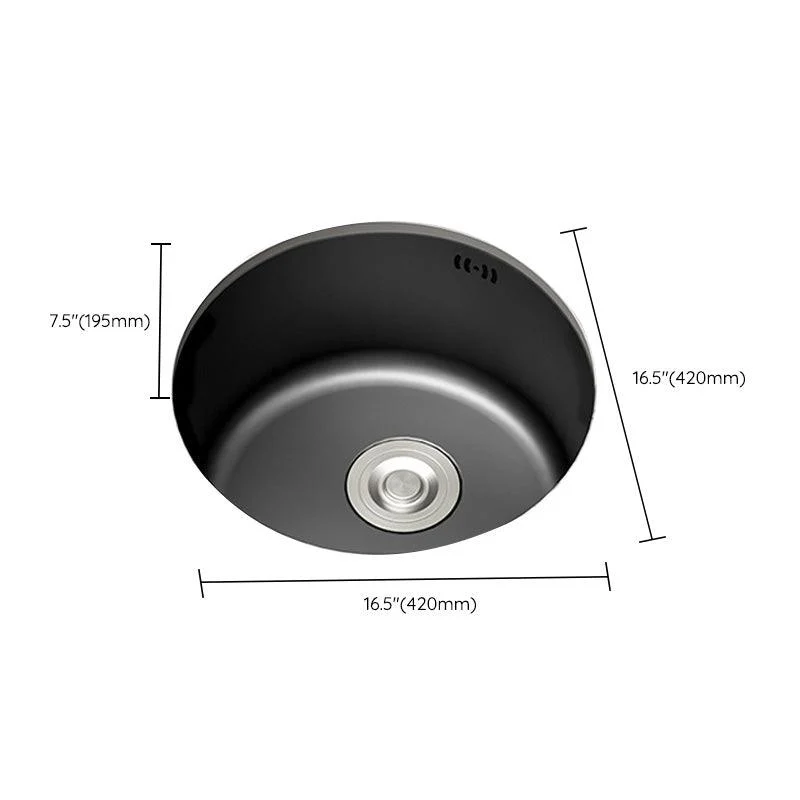 Modern Style Kitchen Sink Stainless Steel Round Kitchen Sink with Drain Strainer Kit -Bathlova