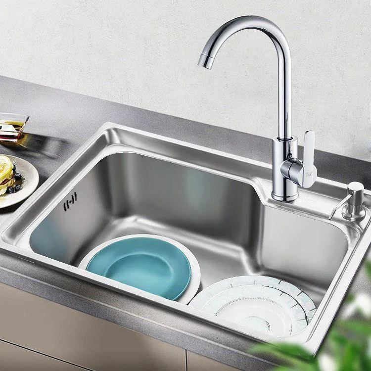 Modern Style Kitchen Sink Stainless Steel Single Bowl Kitchen Sink with Basket Strainer -Bathlova