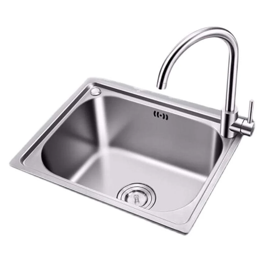 Modern Style Kitchen Sink Stainless Steel Single Bowl Kitchen Sink with Basket Strainer -Bathlova