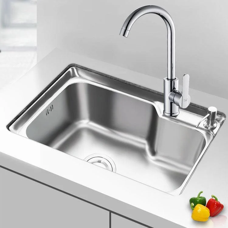 Modern Style Kitchen Sink Stainless Steel Single Bowl Kitchen Sink with Basket Strainer -Bathlova