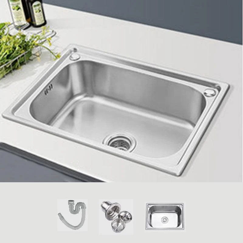 Modern Style Kitchen Sink Stainless Steel Single Bowl Kitchen Sink with Basket Strainer -Bathlova